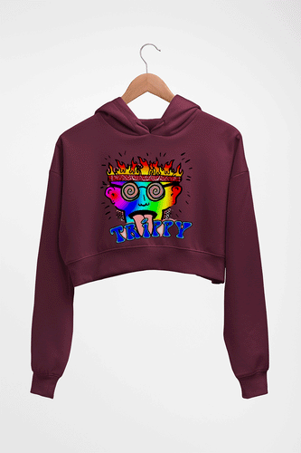 Trippy Crop HOODIE FOR WOMEN-Maroon-Ektarfa.online