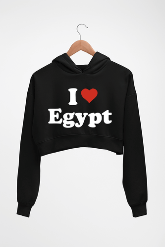 I Love Egypt Crop HOODIE FOR WOMEN-Black-Ektarfa.online