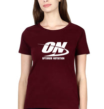 Load image into Gallery viewer, optimum nutrition (ON) T-Shirt for Women-Maroon-Ektarfa.online
