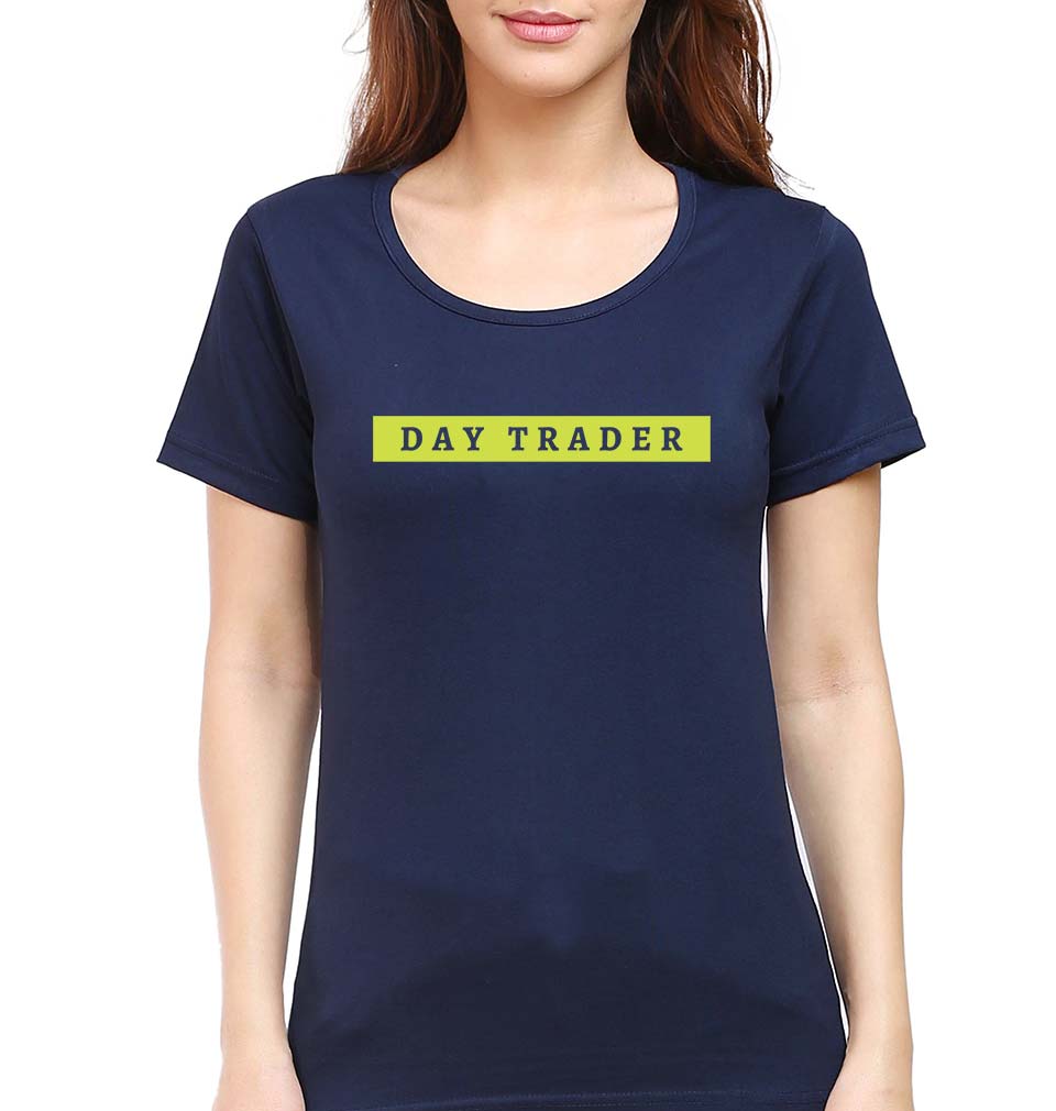 Day Trader Share Market T-Shirt for Women-Navy Blue-Ektarfa.online