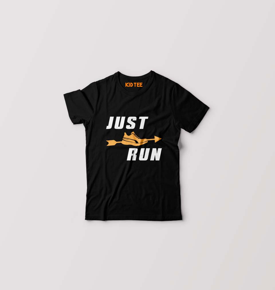 Runner Running Kids T-Shirt for Boy/Girl-Black-Ektarfa.online