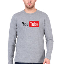 Load image into Gallery viewer, YouTube Full Sleeves T-Shirt for Men-Grey Melange-Ektarfa.online
