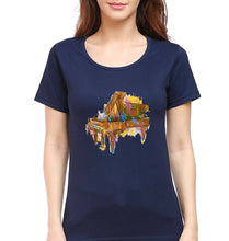 Load image into Gallery viewer, Piano T-Shirt for Women-Navy Blue-Ektarfa.online
