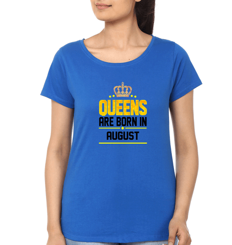 Queens Are Born In August T-Shirt for Women-Royal Blue-Ektarfa.online