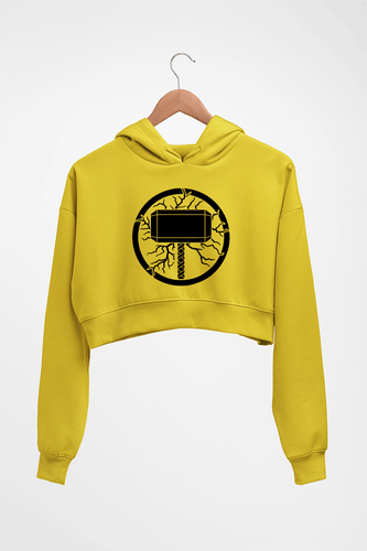 Thor Superhero Crop HOODIE FOR WOMEN-Mustard Yellow-Ektarfa.online