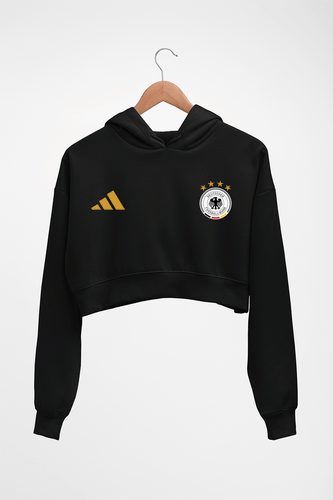 Germany Football Crop HOODIE FOR WOMEN-Black-Ektarfa.online