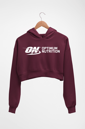 optimum nutrition (ON) Crop HOODIE FOR WOMEN-Maroon-Ektarfa.online