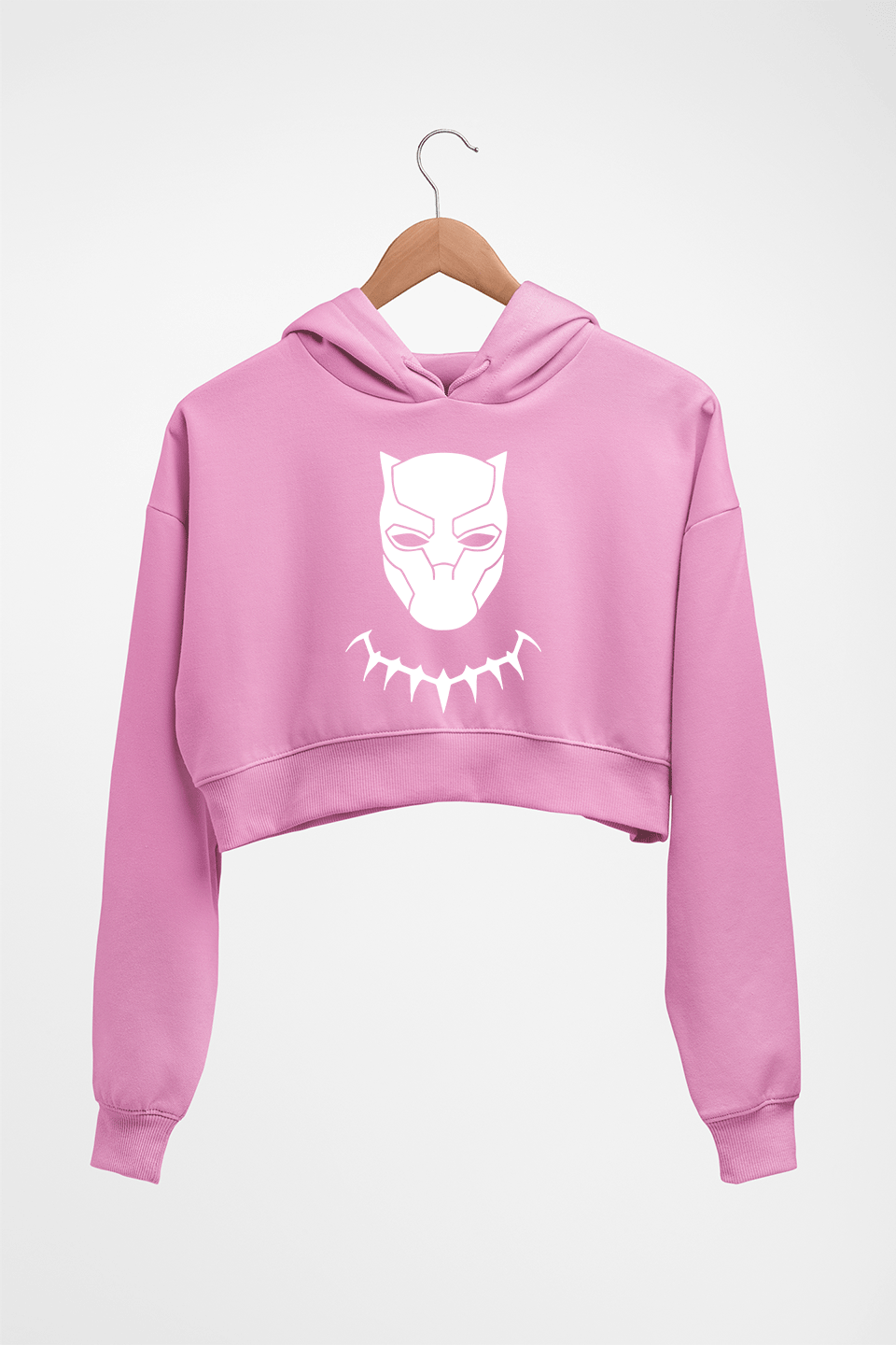 Black Panther Superhero Crop HOODIE FOR WOMEN-Light Baby Pink-Ektarfa.online
