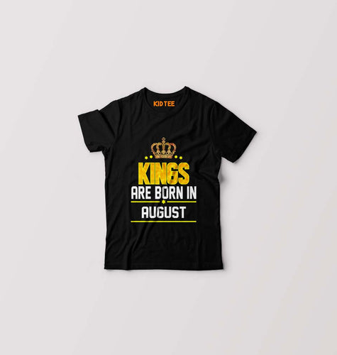 Kings Are Born In August Kids T-Shirt for Boy/Girl-Black-Ektarfa.online