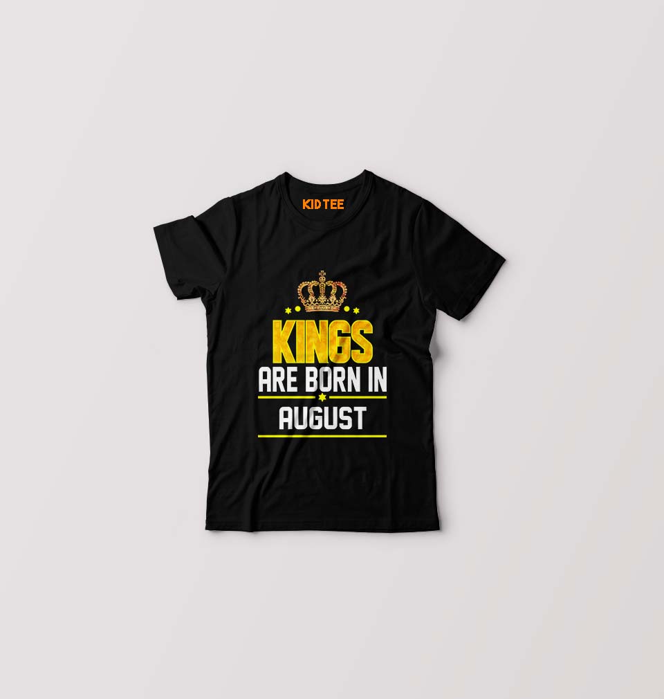 Kings Are Born In August Kids T-Shirt for Boy/Girl-Black-Ektarfa.online
