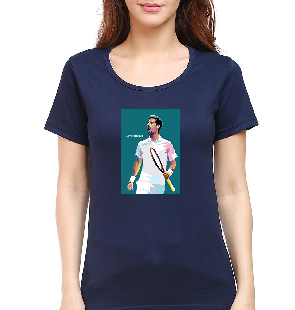 Novak Djokovic Tennis T-Shirt for Women-Navy Blue-Ektarfa.online