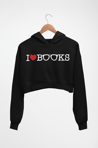 Love Books Crop HOODIE FOR WOMEN-Black-Ektarfa.online