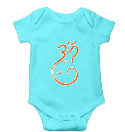 Ganpati JI(Ganesh) Kids Romper For Baby Boy/Girl-0-5 Months(18 Inches)-Sky Blue-Ektarfa.online