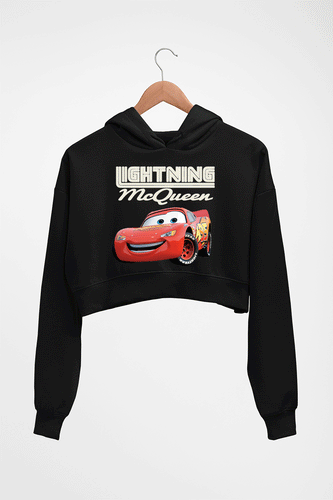 Lightning McQueen Crop HOODIE FOR WOMEN-Black-Ektarfa.online