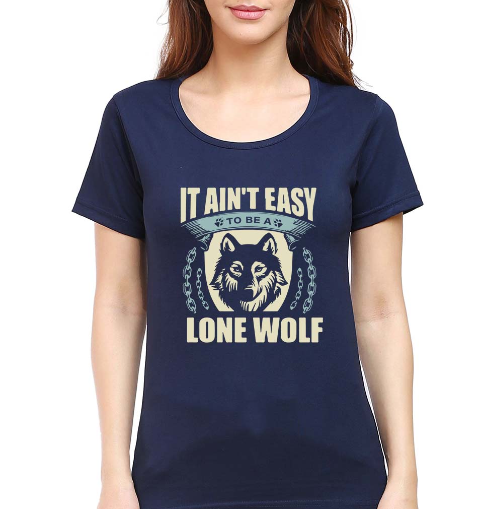 Wolf T-Shirt for Women-Navy Blue-Ektarfa.online