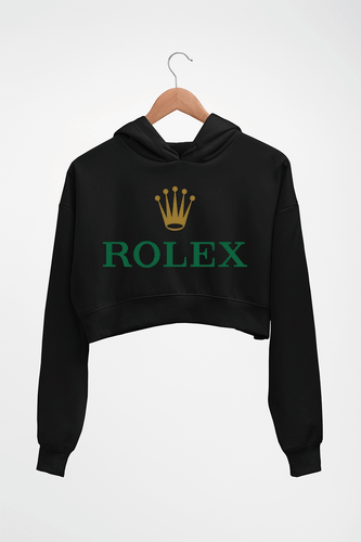 Rolex Crop HOODIE FOR WOMEN-Black-Ektarfa.online
