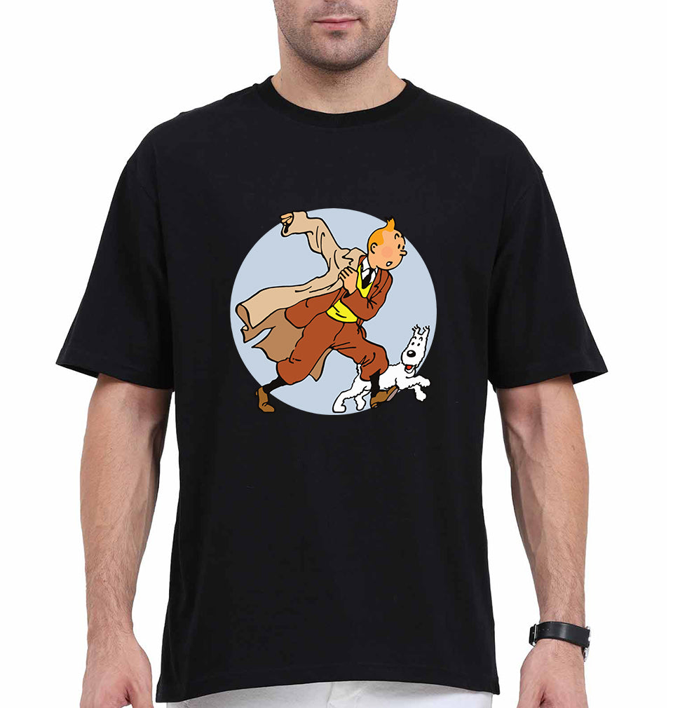 TinTin Oversized T-Shirt for Men-Black-Ektarfa.online