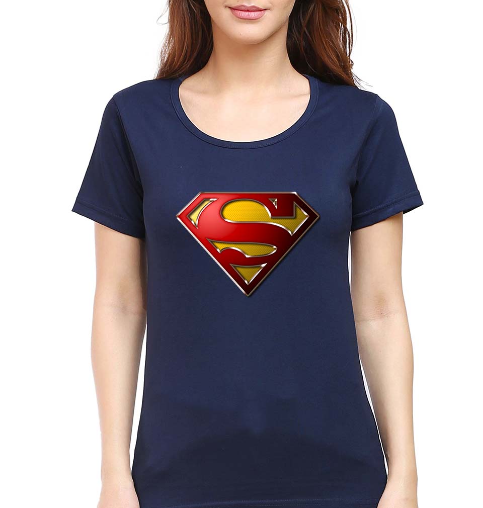 Superman Superhero T-Shirt for Women-Navy Blue-Ektarfa.online