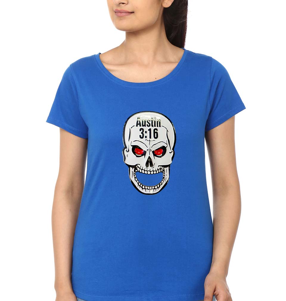 Stone Cold Steve Austin (WWE) T-Shirt for Women-Royal Blue-Ektarfa.online