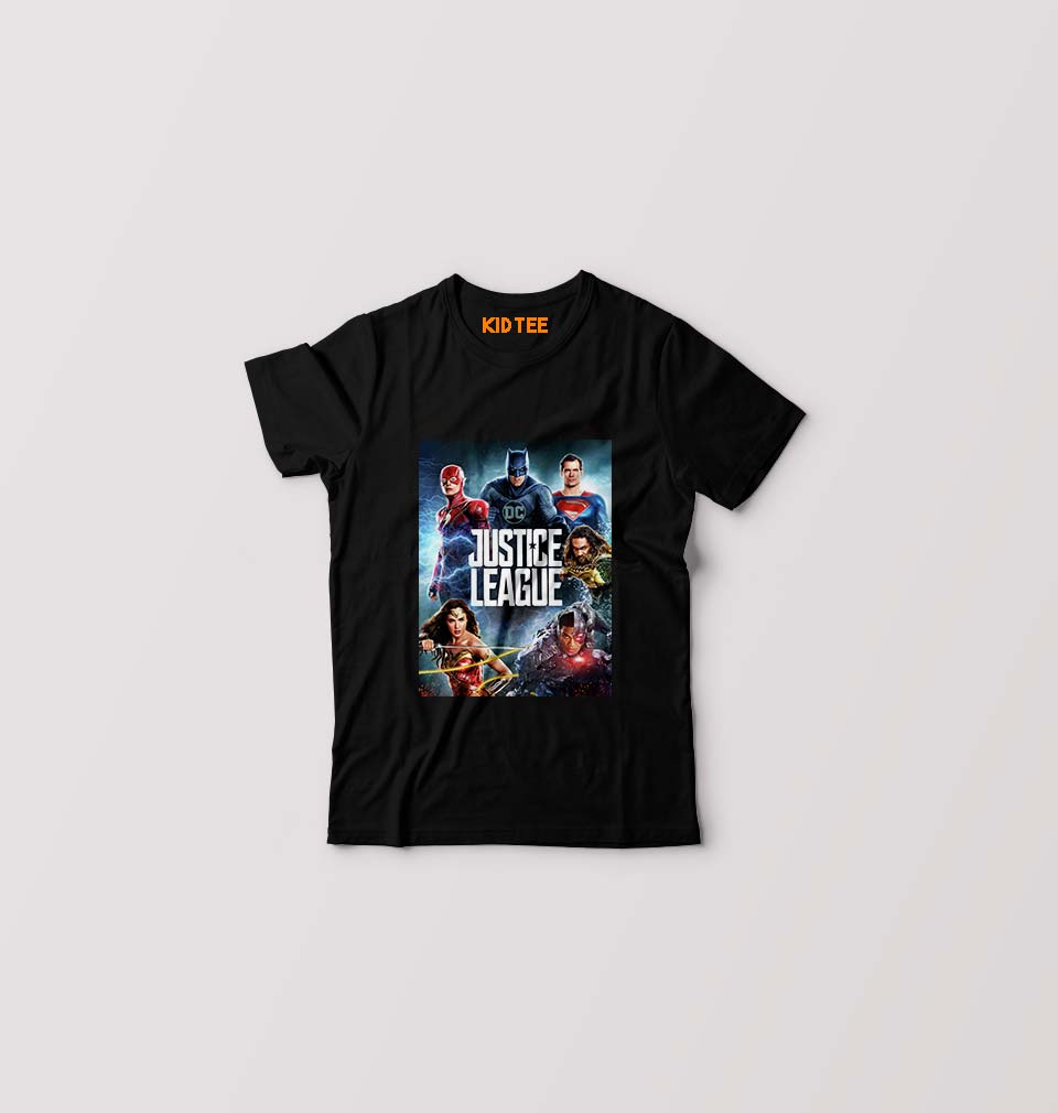 Justice League Kids T-Shirt for Boy/Girl-Black-Ektarfa.online