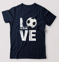 Load image into Gallery viewer, Love Football T-Shirt for Men-S(38 Inches)-Navy Blue-Ektarfa.online
