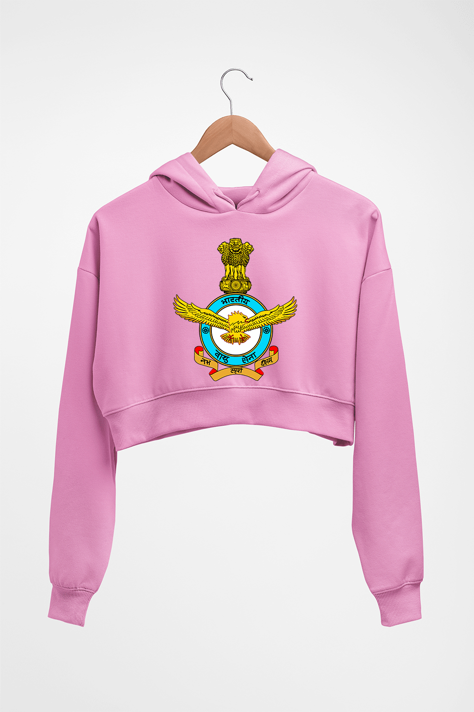 Indian Air Force Army Crop HOODIE FOR WOMEN-Light Baby Pink-Ektarfa.online