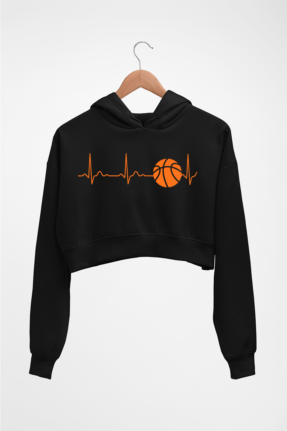 NBA Basketball Crop HOODIE FOR WOMEN-Black-Ektarfa.online