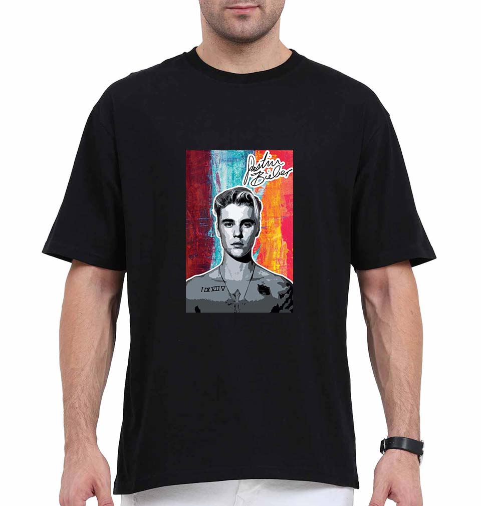 Justin Bieber Oversized T-Shirt for Men-Black-Ektarfa.online