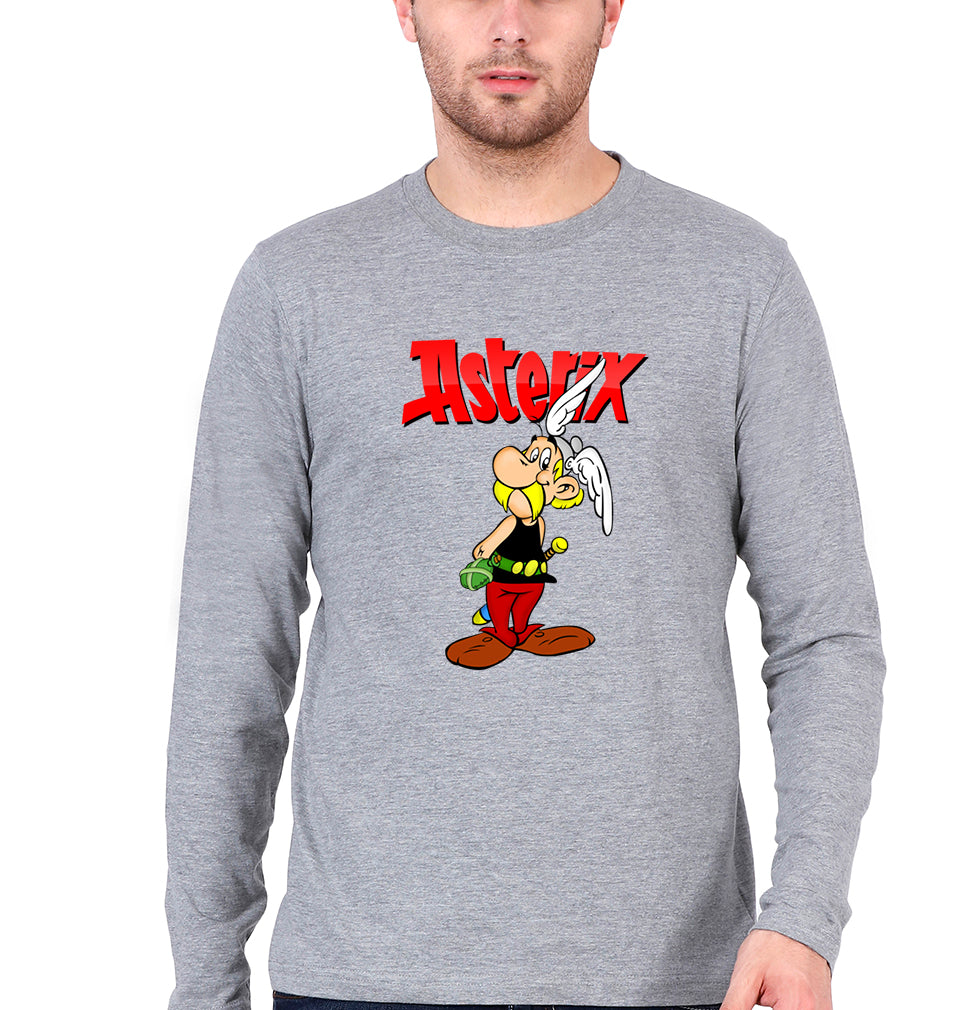 Asterix Full Sleeves T-Shirt for Men-Grey Melange-Ektarfa.online