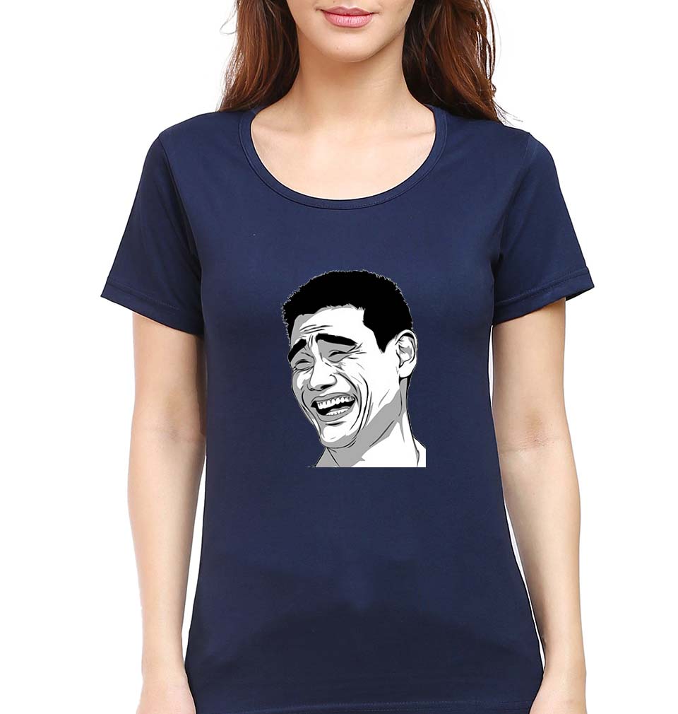 Yao Ming Face(Bitch Please) T-Shirt for Women-Navy Blue-Ektarfa.online
