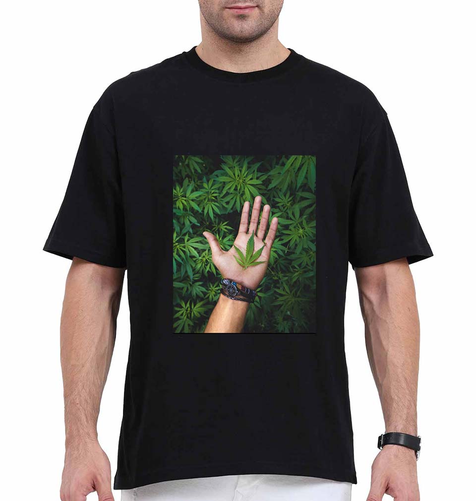 Weed Oversized T-Shirt for Men-Black-Ektarfa.online