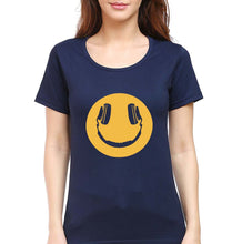 Load image into Gallery viewer, Emoji Headphone Music T-Shirt for Women-Navy Blue-Ektarfa.online
