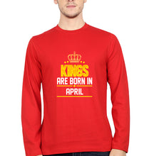 Load image into Gallery viewer, Kings Are Born In April Full Sleeves T-Shirt for Men-Red-Ektarfa.online
