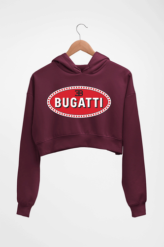 Bugatti Crop HOODIE FOR WOMEN-Maroon-Ektarfa.online