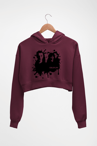 Coldplay Crop HOODIE FOR WOMEN-Maroon-Ektarfa.online