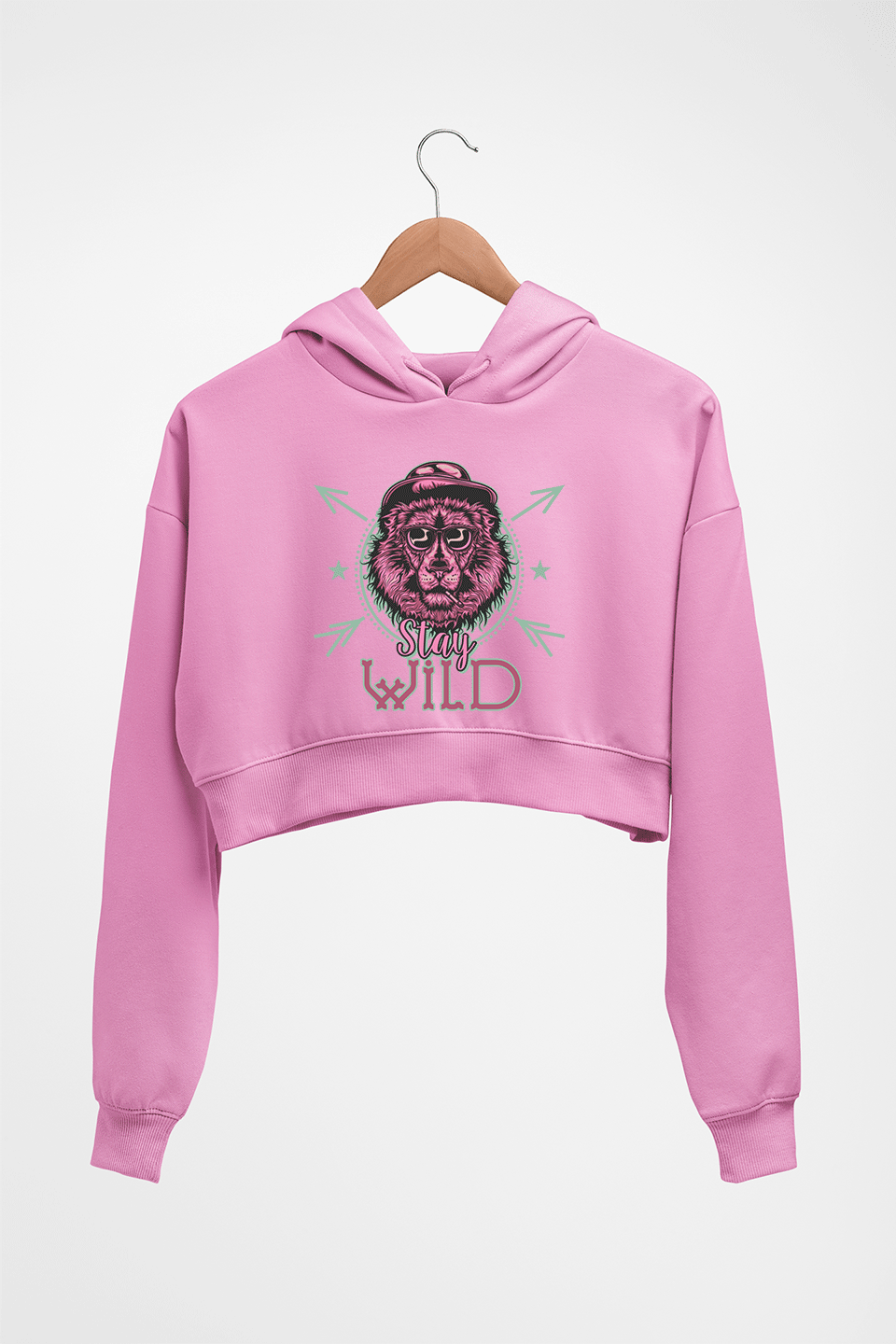 Stay Wild Crop HOODIE FOR WOMEN-Light Baby Pink-Ektarfa.online