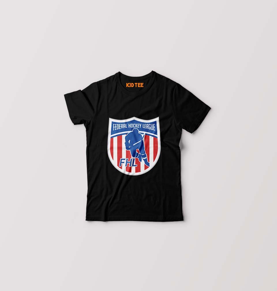 Federal Hockey League Kids T-Shirt for Boy/Girl-Black-Ektarfa.online
