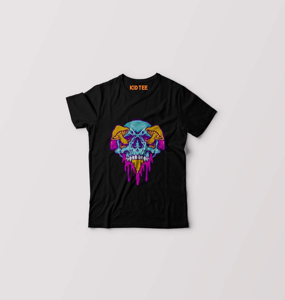 Trippy Psychedelic Skull T-Shirt for Boy/Girl-Black-Ektarfa.online
