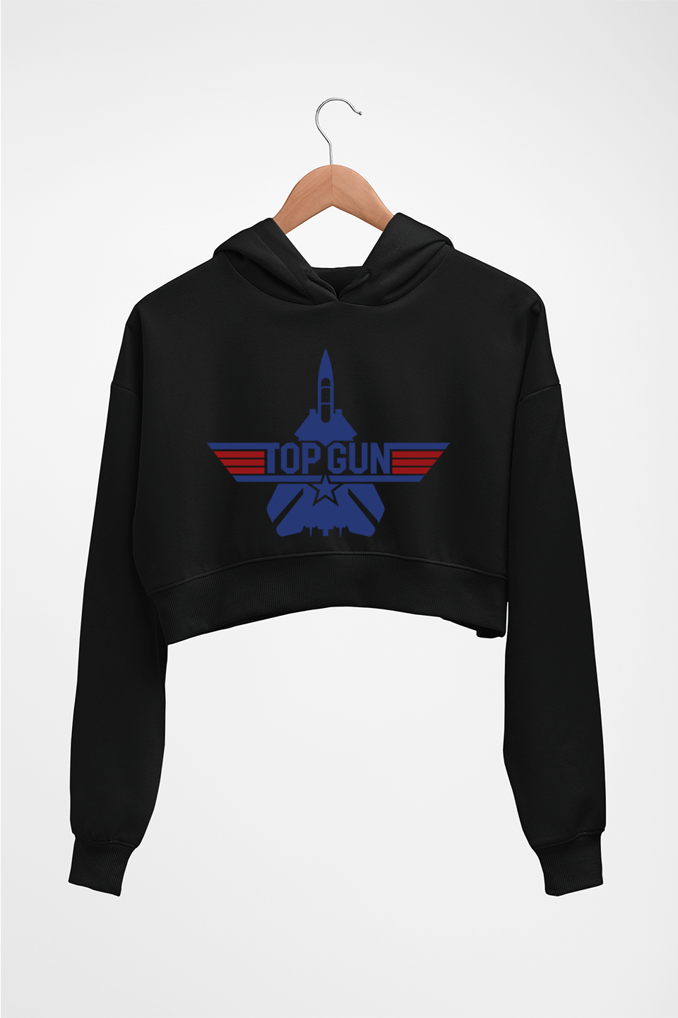 Top Gun Crop HOODIE FOR WOMEN-Black-Ektarfa.online