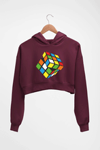 Load image into Gallery viewer, Rubik&#39;s Cube Crop HOODIE FOR WOMEN-Maroon-Ektarfa.online
