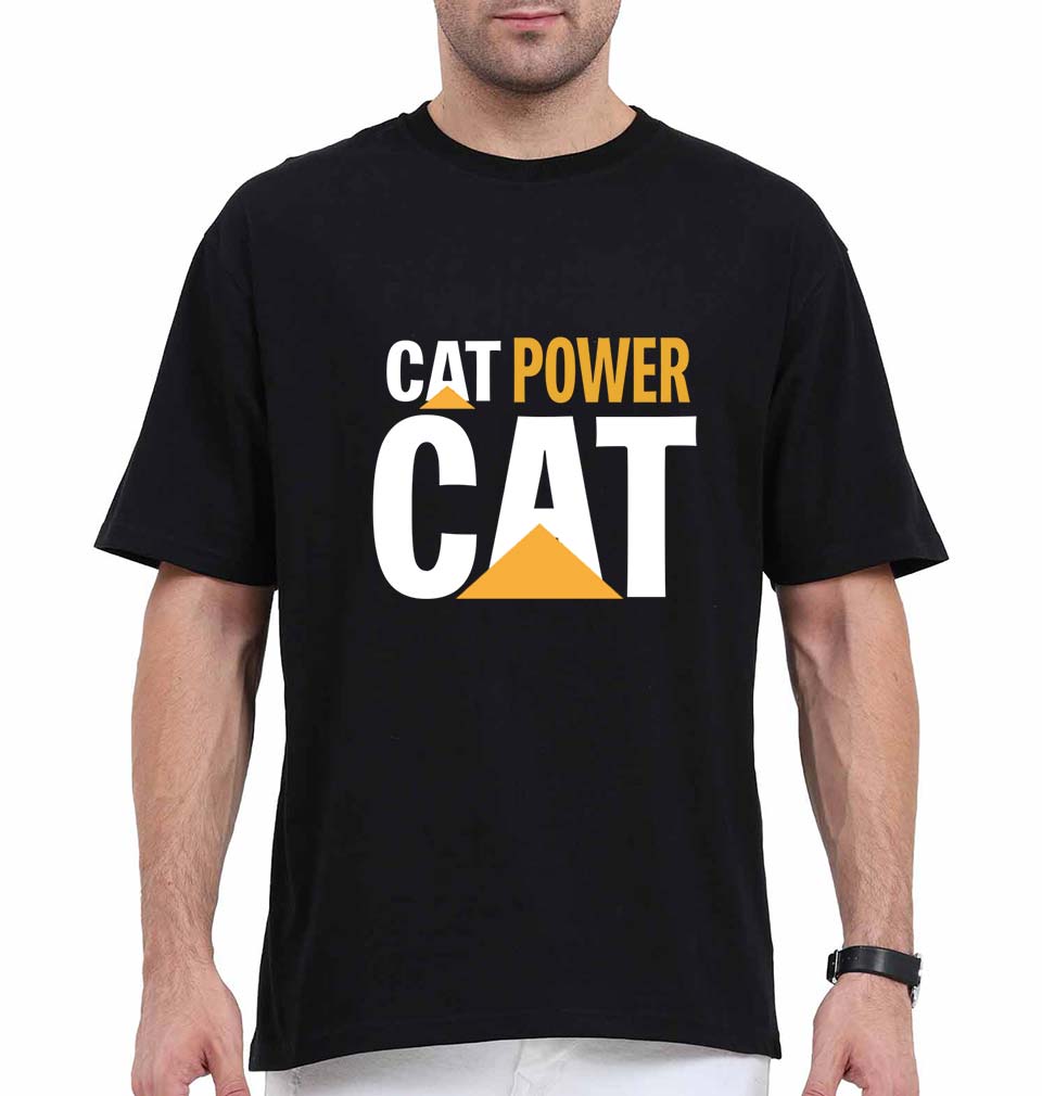 Cat Power Oversized T-Shirt for Men-Black-Ektarfa.online