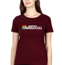 Load image into Gallery viewer, AntiSocial T-Shirt for Women-Maroon-Ektarfa.online
