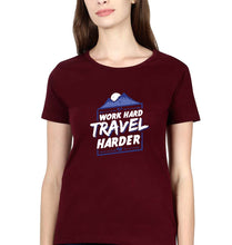 Load image into Gallery viewer, Travel Harder T-Shirt for Women-Maroon-Ektarfa.online
