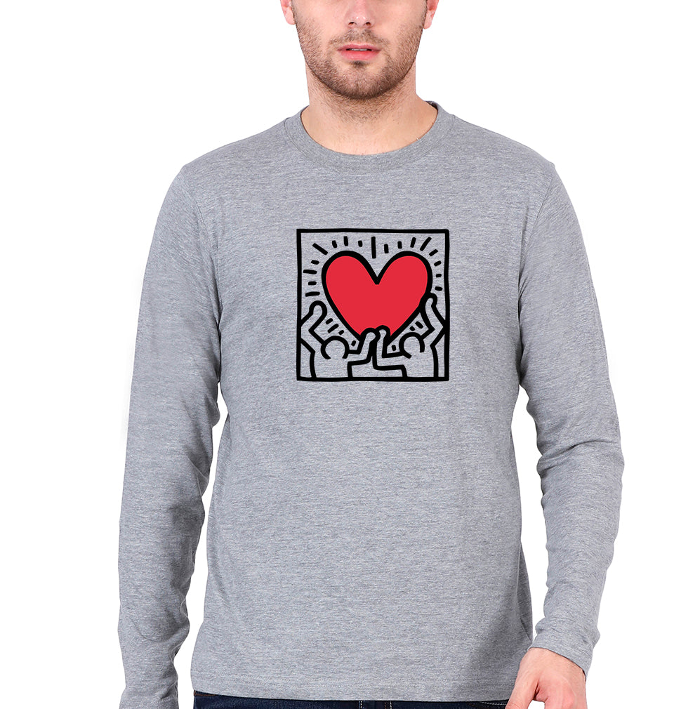 Keith Haring Full Sleeves T-Shirt for Men-Grey Melange-Ektarfa.online