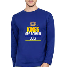 Load image into Gallery viewer, Kings Are Born In July Full Sleeves T-Shirt for Men-Royal Blue-Ektarfa.online
