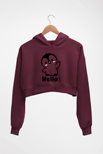 Load image into Gallery viewer, Penguin Hello Crop HOODIE FOR WOMEN-Maroon-Ektarfa.online
