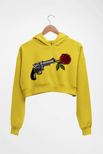 Load image into Gallery viewer, Guns N&#39; Roses Crop HOODIE FOR WOMEN-Mustard Yellow-Ektarfa.online

