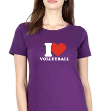 Load image into Gallery viewer, I Love Volleyball T-Shirt for Women-Purple-Ektarfa.online
