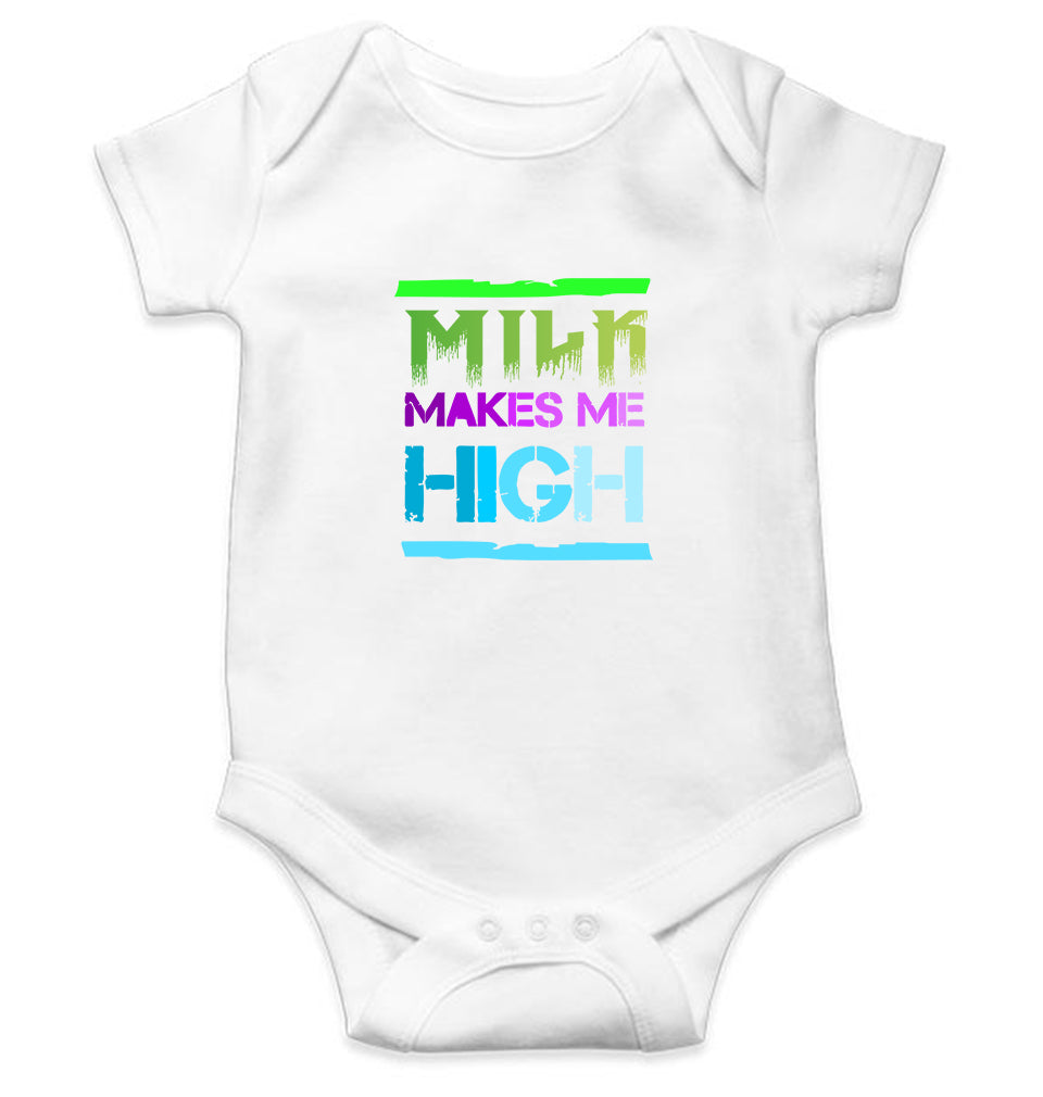 Milk Make Me High Kids Romper For Baby Boy/Girl-0-5 Months(18 Inches)-White-Ektarfa.online