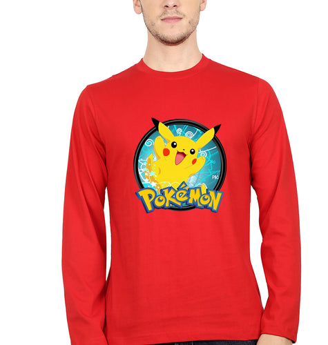 Pokémon Full Sleeves T-Shirt for Men-S(38 Inches)-Red-Ektarfa.online